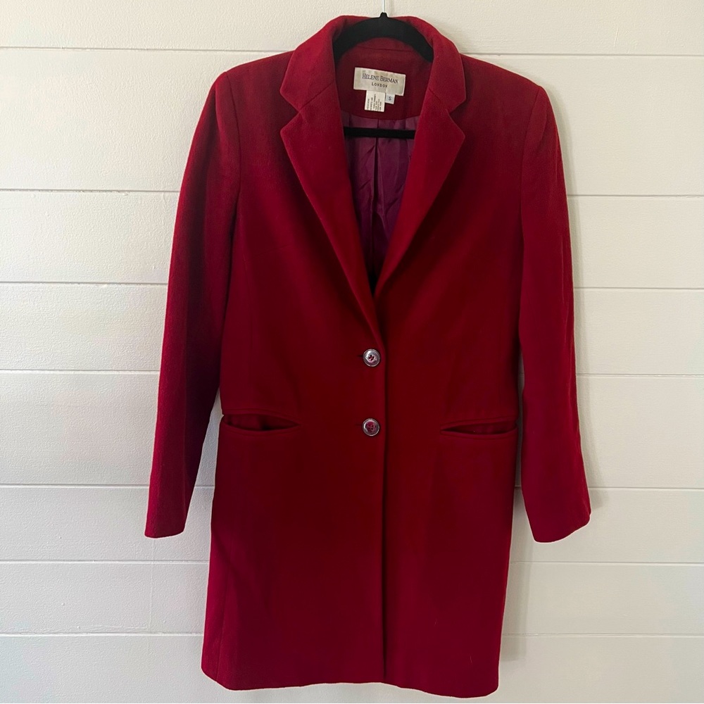 Cashmere wool blend crimson Helene Berman coat
